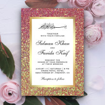 Bodas Islámicas con Brillo Rosa Pastel de Hoja de 