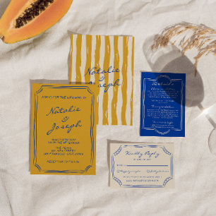 Invitación Bodas Italianas Pintadas a Mano con Pinstripes