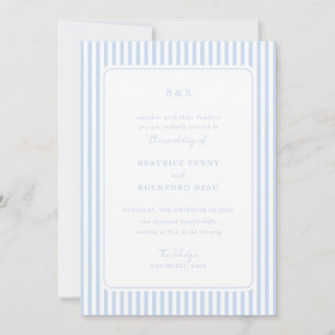 Invitación Bodas minimalistas de rayas clásicas azules coster