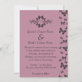 Invitación Bodas Monograma Mariposas Fuchsia