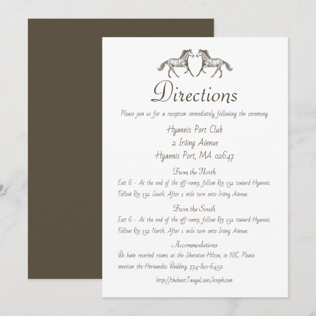 Invitación Bodas occidentales rumbo país caballo marrón (Anverso / Reverso)