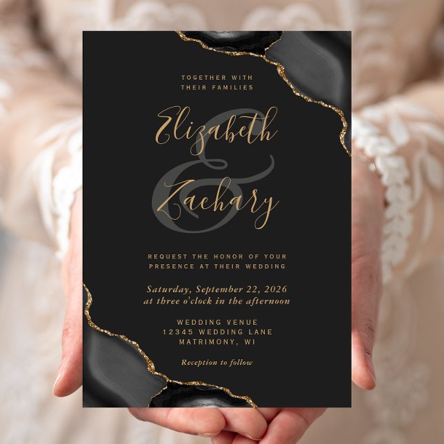Invitación Bodas oscuras de Agate Esquinado de Oro Negro (Subido por el creador)