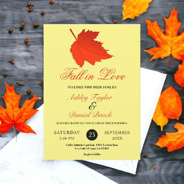 Invitación Bodas Otoñales Bohemias Elegantes Hojas Rojas de O
