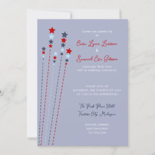 Invitación Bodas Patrióticas del Cuatro de Julio Sparks Fly