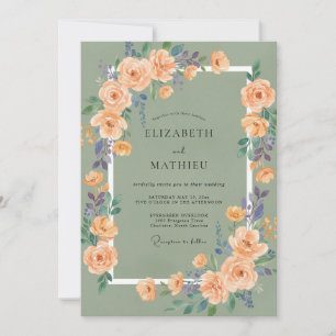 Invitación Bodas primaverales pintorescas en verde salvia