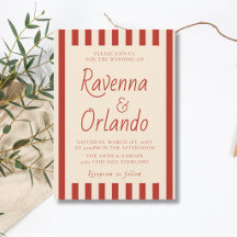Bodas Retro Minimalistas con Franjas de Marfil Roj