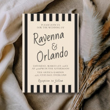 Bodas Retro Minimalistas con Rayas Negras y Marfil