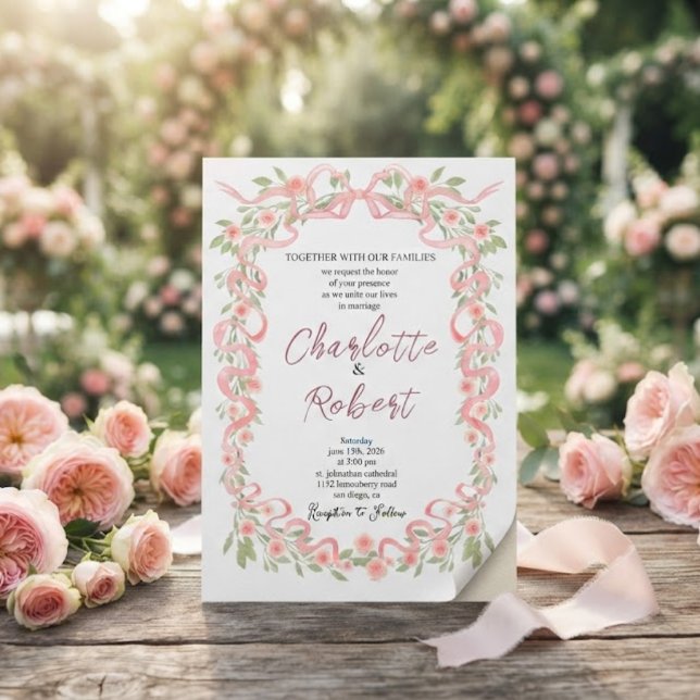 Invitación Bodas románticas alrededor de Crest Botánico (Subido por el creador)
