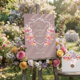 Invitación Bodas Románticas Flores alrededor de la Cresta Bot