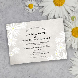 Invitación Bodas Rústicas Boho de Margaritas Blancas Simples