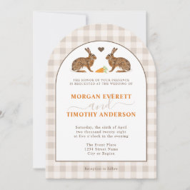 Invitación Bodas Rústicas de Bosque con Liebres sobre Gingham
