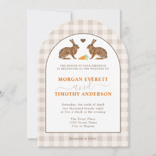 Invitación Bodas Rústicas de Bosque con Liebres sobre Gingham