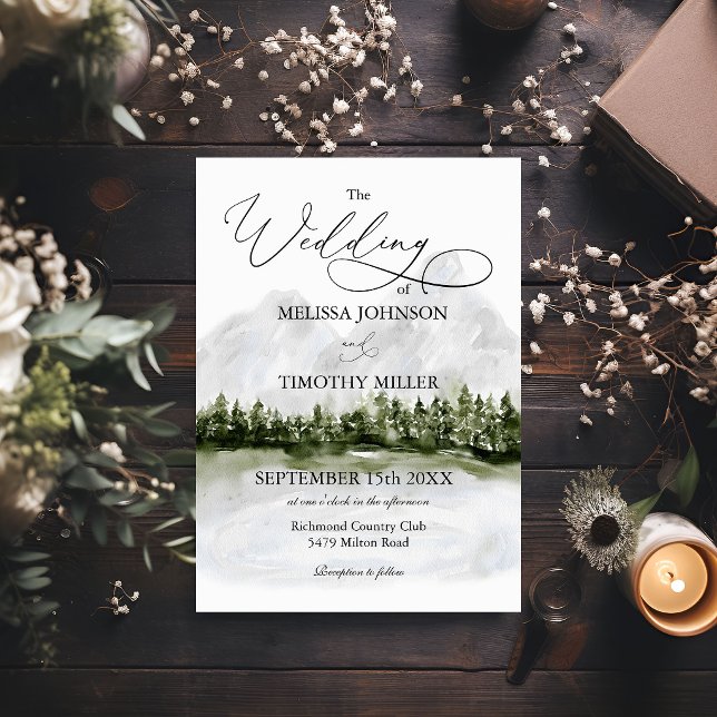 Invitación Bodas Rústicas de Bosque de Montaña de Pinos (Subido por el creador)