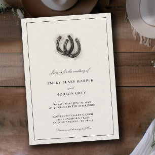 Invitación Bodas rústicas del oeste con herraduras