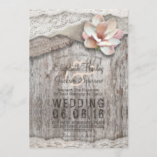 Invitación Bodas rústicas en el campo floral de la madera Bur