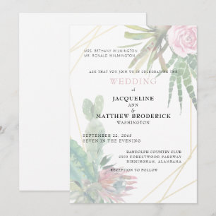 Invitación Bodas Tropicales Padres Cactus Modernos Mate