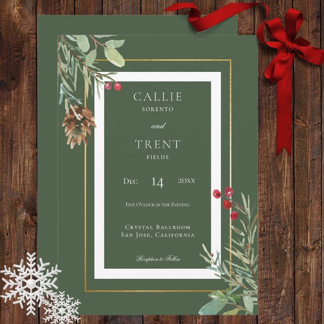 Invitación Bodas Verdes de Piñas Modernas de Invierno (Subido por el creador)