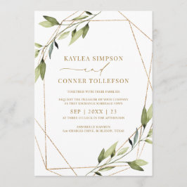 Invitación Bodas Viñas Doradas Geométricas Etéreas Verde