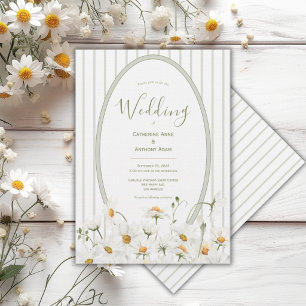 Invitación Bodas Vintage Acuarela Floral Margaritas