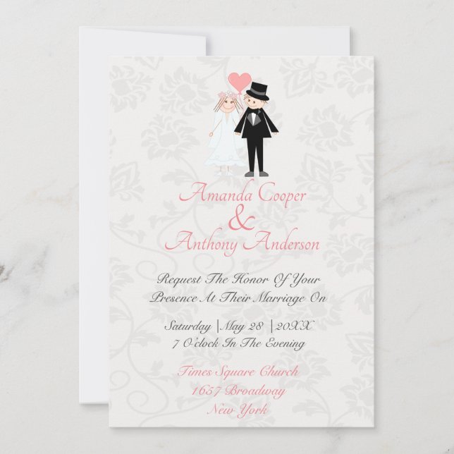 Invitación Bodas y recepción elegantes y cortas (Anverso)