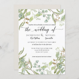 Invitación Bodega acuarolla Rusa Eucalyptus Foliage