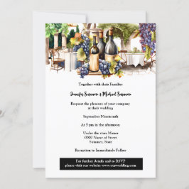 Invitación Bodega al aire libre viñedos acuarela viñas de uva