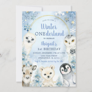 Invitación Bodega Azul de Invierno Boederland Animales cumple