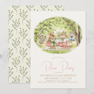 Invitación Bodega de animales Picnic Chica Cumpleaños