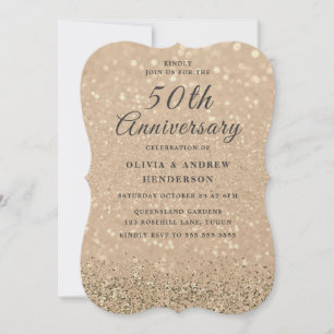 Invitación Bodega de champán de oro 50 años Boda