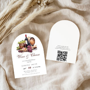 Invitación Bodega de embutidos Wine & Cheese Qr Bridal Shower