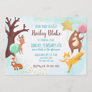 Invitación Bodega de invierno Patinaje sobre hielo Animales s