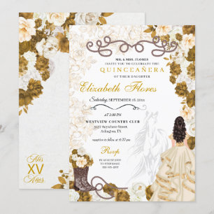 Invitación Bodega de oro Charro Western Quinceañera