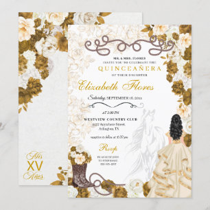 Invitación Bodega de oro Charro Western Quinceañera