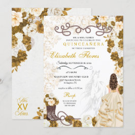 Invitación Bodega de oro Charro Western Quinceañera