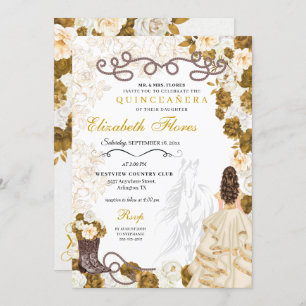 Invitación Bodega de oro Charro Western Quinceañera