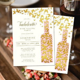 Invitación Bodega degustación Bachelorette Party Butterflies 