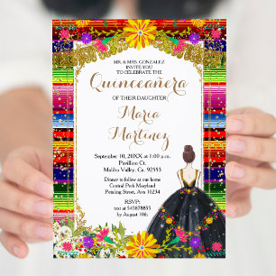 Invitación Bodega dorada y floral Quinceañera cumpleaños