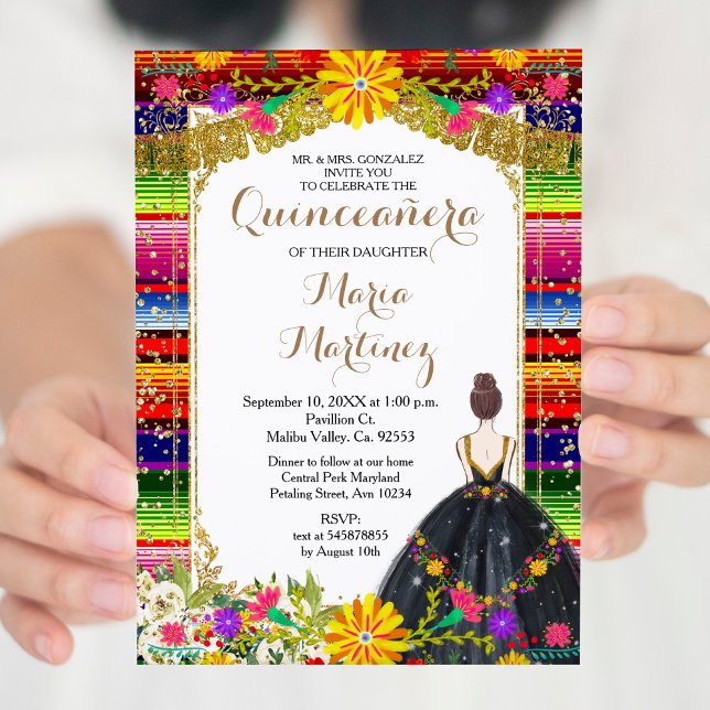 Invitación Bodega dorada y floral Quinceañera cumpleaños (Subido por el creador)