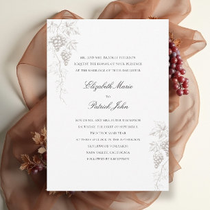 Invitación Bodega Fall Vineyard Moderno Clásico Pearl Wedding