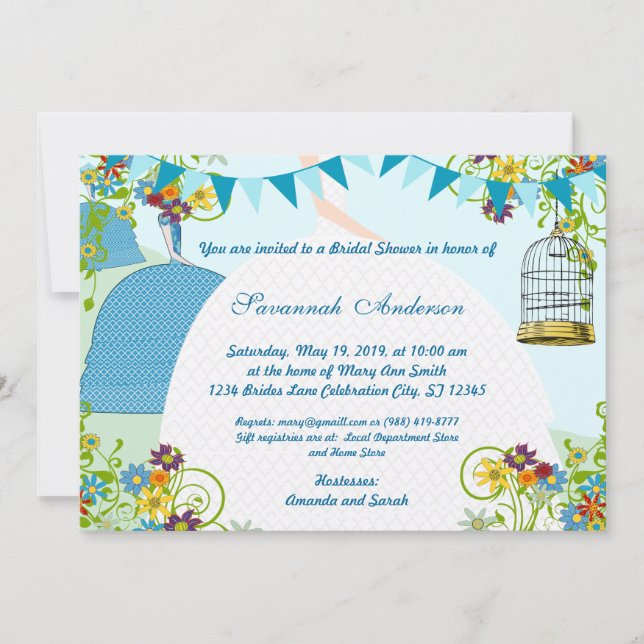 Invitación Bodega Gold Birdcage Bunting Garden Bridal Shower (Anverso)