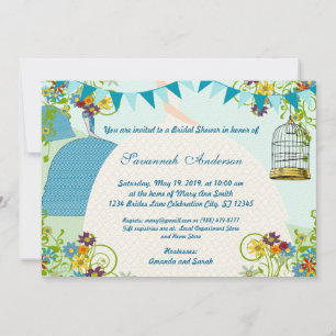 Invitación Bodega Gold Birdcage Bunting Garden Bridal Shower