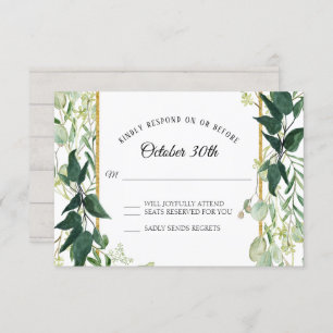 Invitación Bodega Rústica Eucalyptus Foliage Gray Wood RSVP