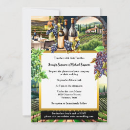 Invitación Bodega toscana al aire libre mesa viñas moda