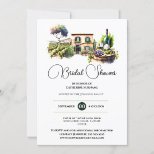 Invitación Bodega vinícola acuarela viña ducha de novia