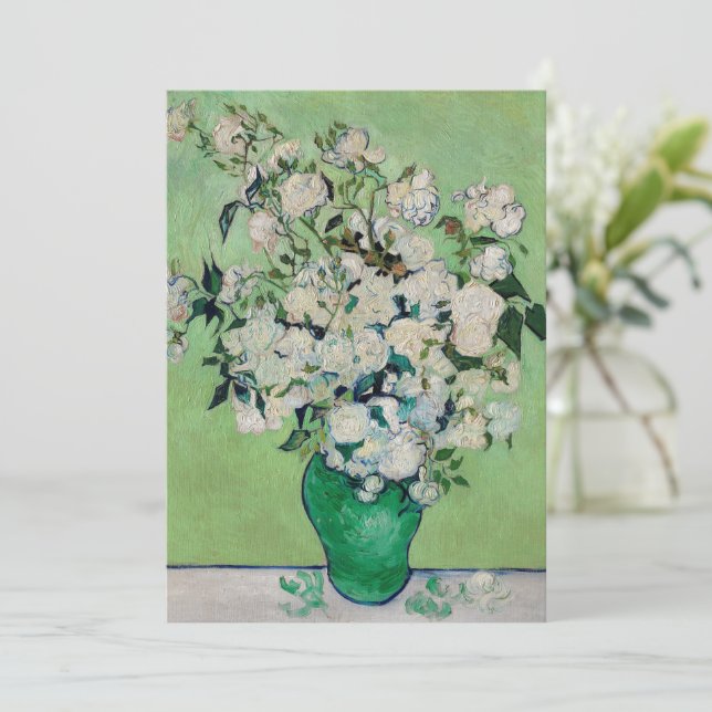 Invitación Bodegón Rosas en un jarrón de Vincent van Gogh (Anverso de pie)