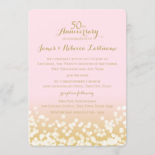 Invitación Bohek de oro y rosa 50 años