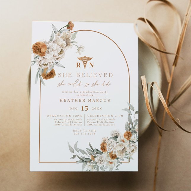 Invitación BOHEME Terracotta Floral Boho RN Licenciado en Enf (Subido por el creador)