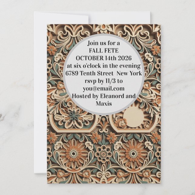 Invitación Bohemia de Flor Silvestre con Corte de  (Anverso)