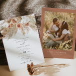 Invitación Bohemia de la foto floral de Terracota Bohemia<br><div class="desc">Esta invitación a bodas boho incluye hierba de pampas seca a color de agua y flores de terracota cremosas emparejadas con un moderno tipo de letra de escritura. Esta invitación es perfecta para su boda bohemio de tonos tierra de otoño o verano. Añade fácilmente una foto y el sitio web...</div>