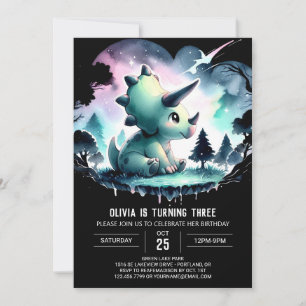 Invitación Bohemia Dinosaurio Triceratops Cumpleaños